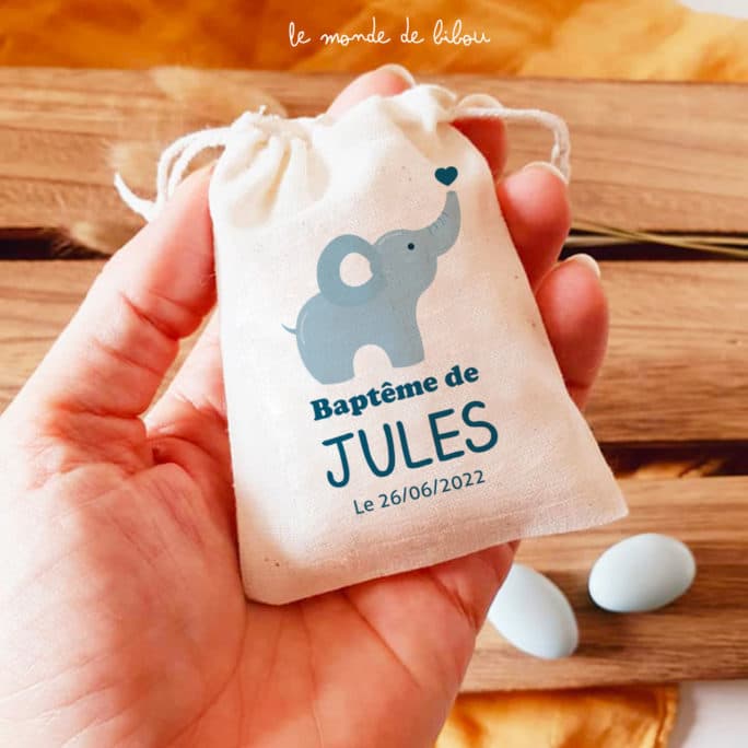 Sac ballotin dragées Éléphant