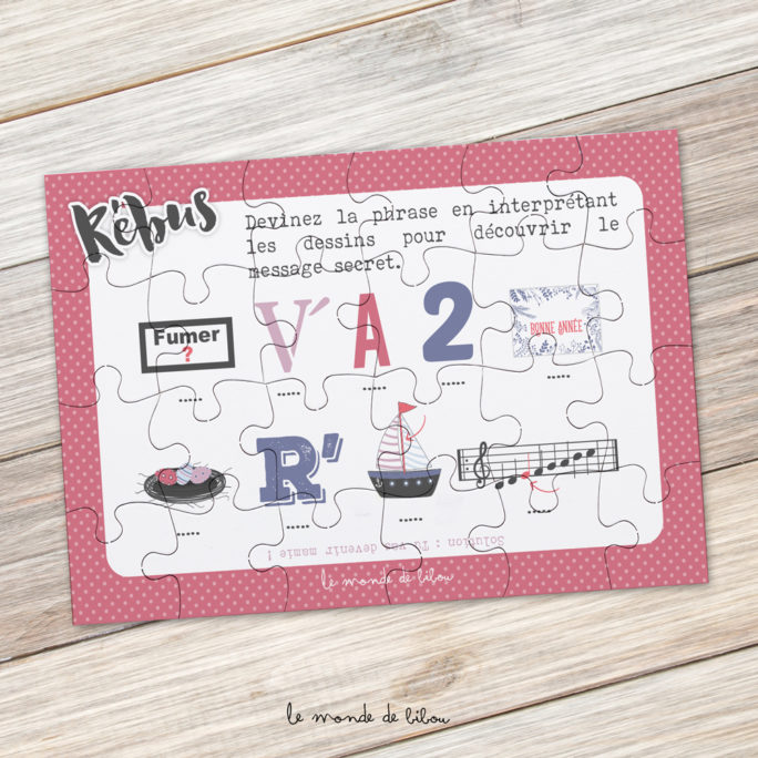 Puzzle rébus annonce Mamie