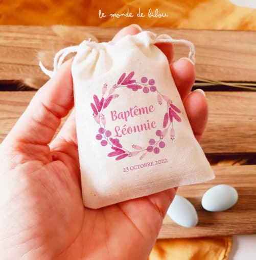 Sac ballotin dragées fleurs