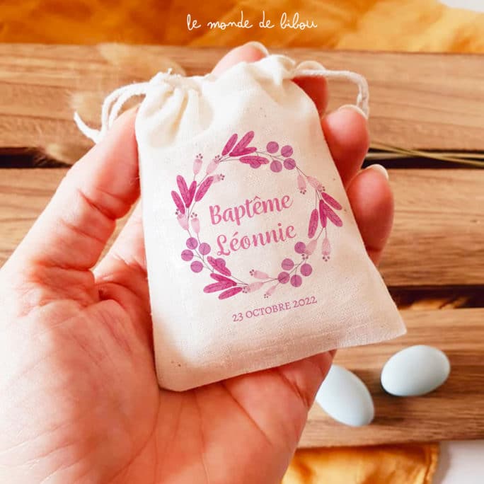 Sac ballotin dragées fleurs