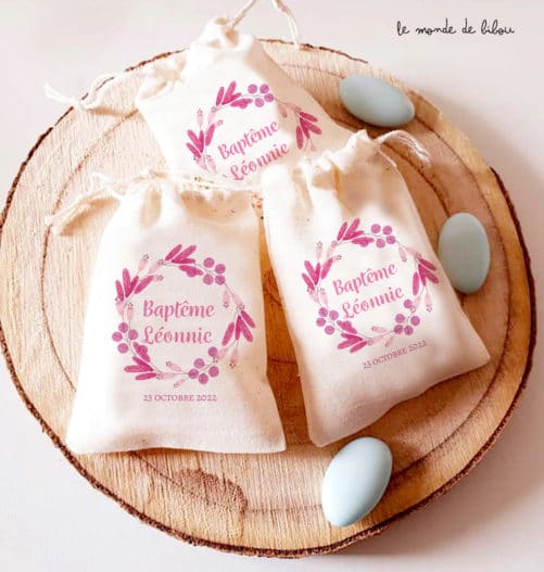 Sac ballotin dragées fleurs