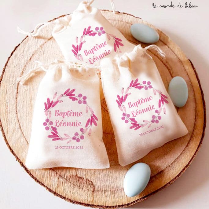 Sac ballotin dragées fleurs