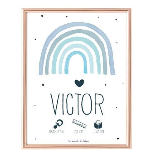 Affiche Naissance Rainbow garçon