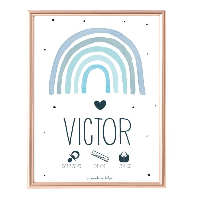 Affiche Naissance Rainbow garçon