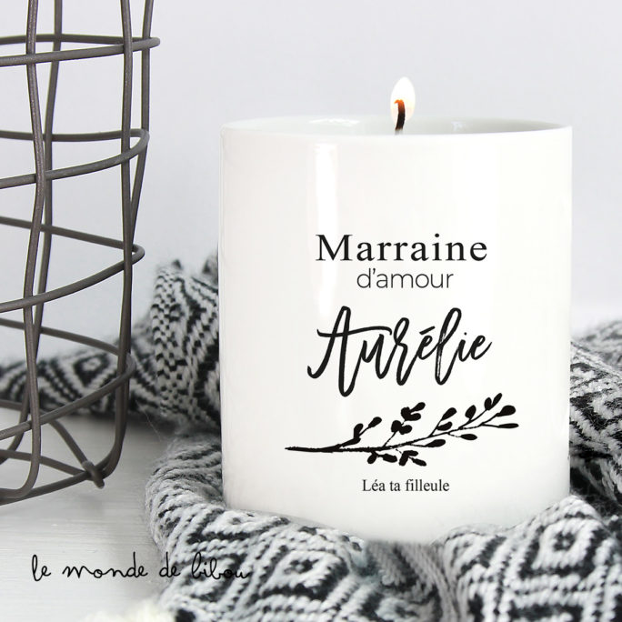 Bougie personnalisée Marraine d'amour