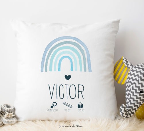 Coussin de naissance Rainbow garçon
