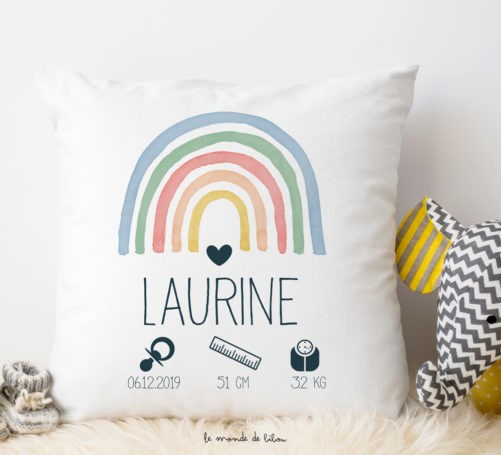 Coussin de naissance Rainbow couleurs