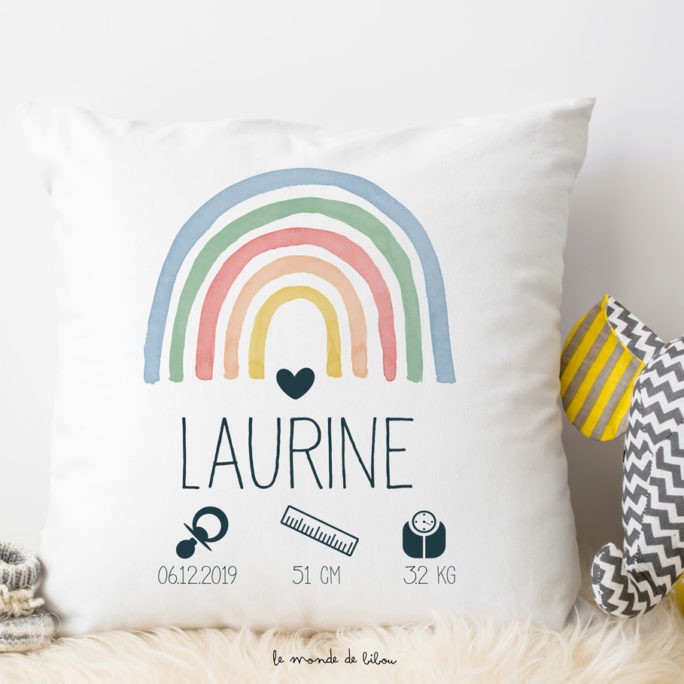 Coussin de naissance Rainbow couleurs