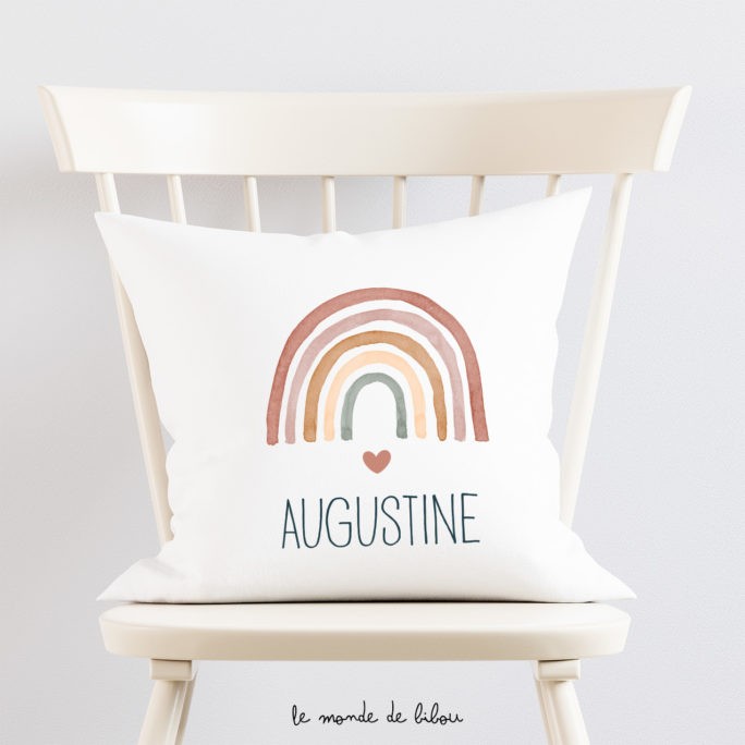 Coussin prénom Rainbow fille