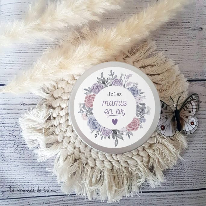 Bougie cadeau pour mamie Couronne de fleurs