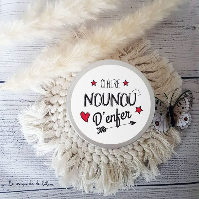 Bougie personnalisée cadeau nounou