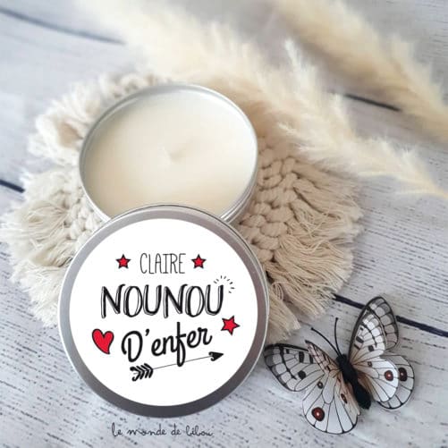 Bougie personnalisée cadeau nounou