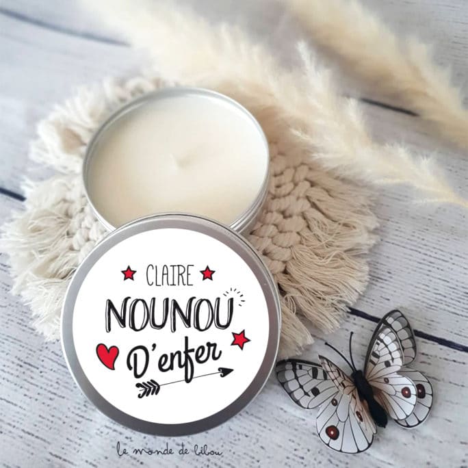 Bougie personnalisée cadeau nounou