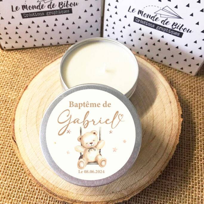 Lot de 10 bougies Ourson blanc