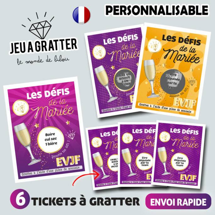 6 Tickets à gratter Défis de la mariée