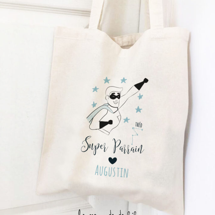 Tote bag illustration super parrain