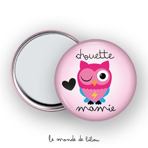 Miroir de poche Chouette mamie