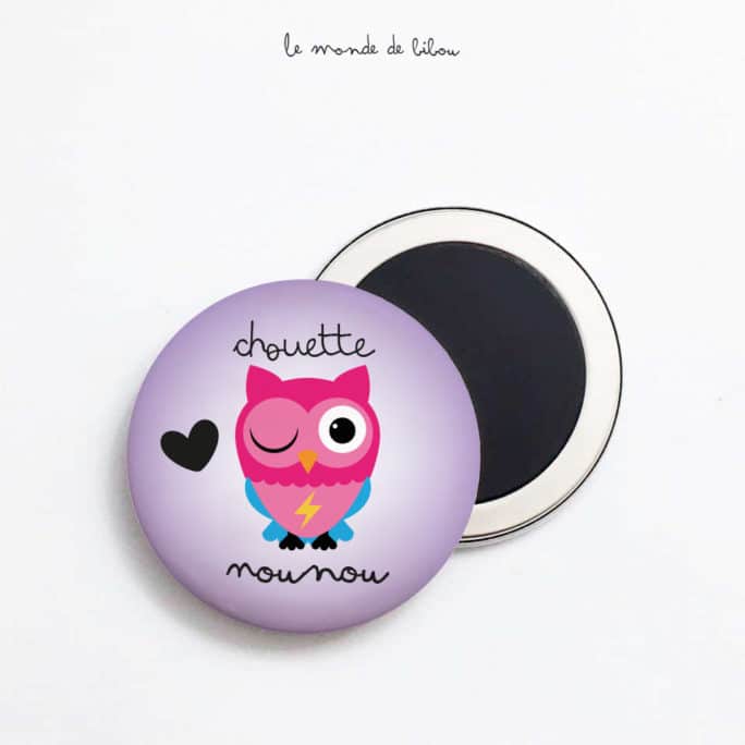 Magnet Chouette Nounou violet