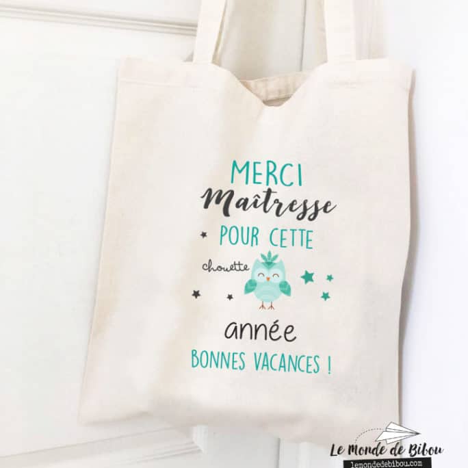 Sac remerciement Chouette Maîtresse