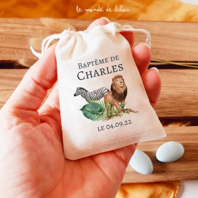 Sac dragées Animaux de la jungle
