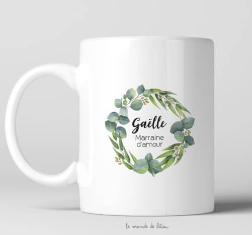 Mug personnalisable Marraine Eucalyptus