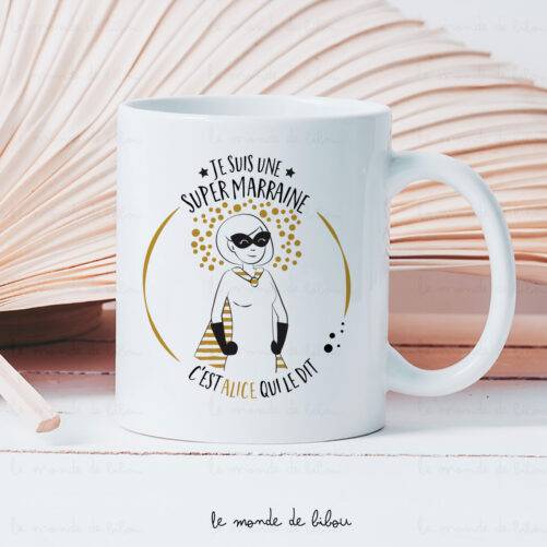 Mug personnalisé Marraine Super héros