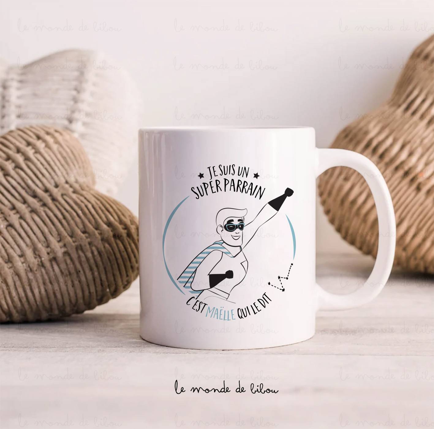 Mug personnalisé Parrain Super héros