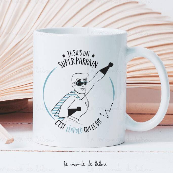 Mug personnalisé Parrain Super héros