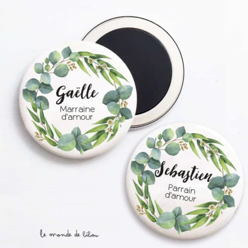 Duo Magnets Parrain Marraine Eucalyptus