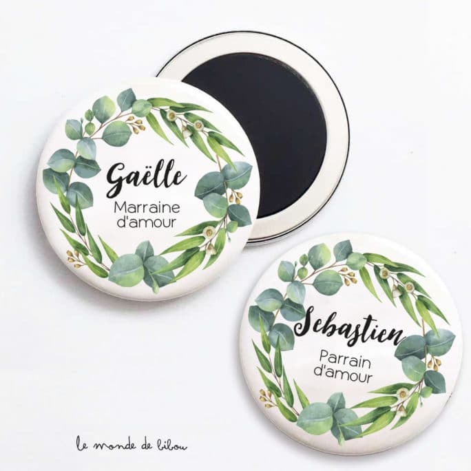 Duo Magnets Parrain Marraine Eucalyptus