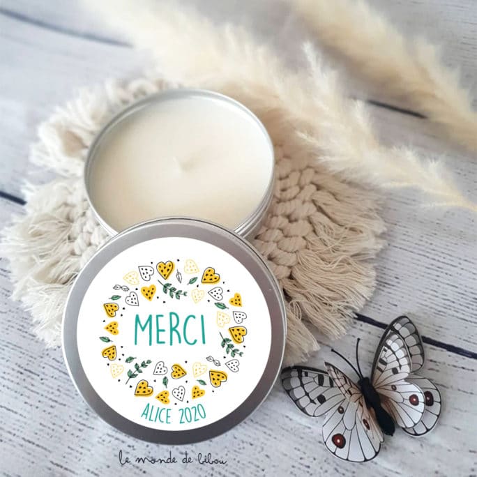 Bougie Remerciement personnalisée