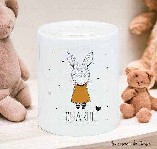 Tirelire personnalisée Petit lapin fille