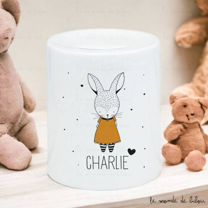 Tirelire personnalisée Petit lapin fille
