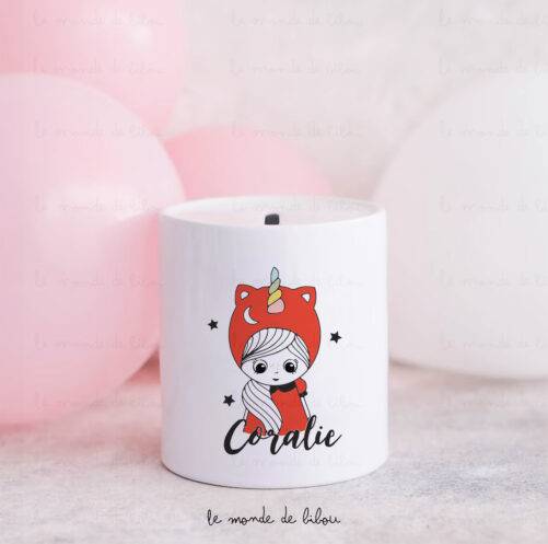 Tirelire personnalisée Licorne rigolote