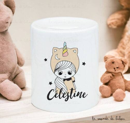 Tirelire personnalisée Licorne rigolote