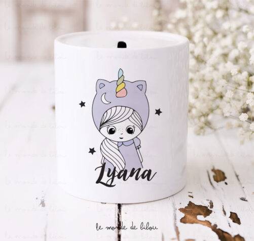 Tirelire personnalisée Licorne rigolote