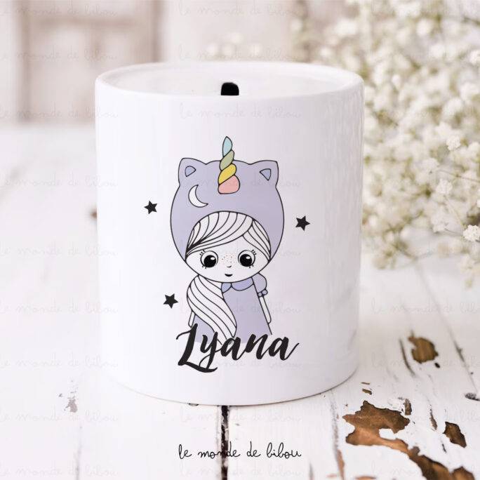 Tirelire personnalisée Licorne rigolote
