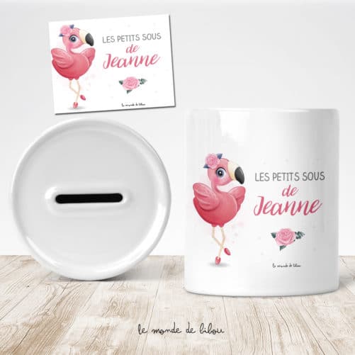 Tirelire personnalisée Flamant rose