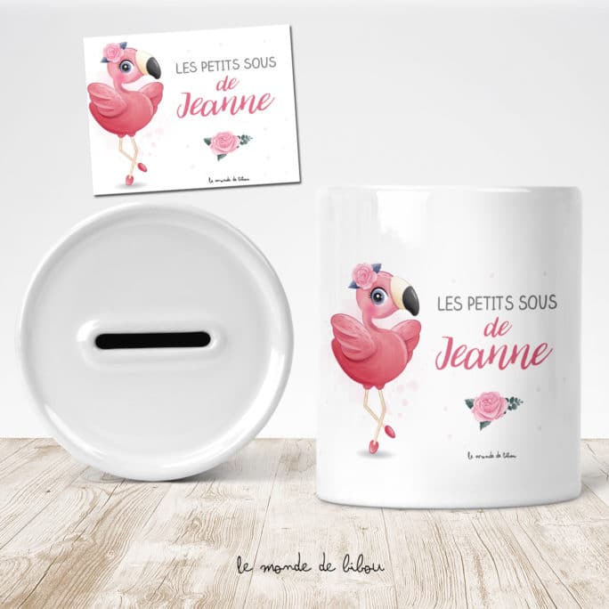 Tirelire personnalisée Flamant rose