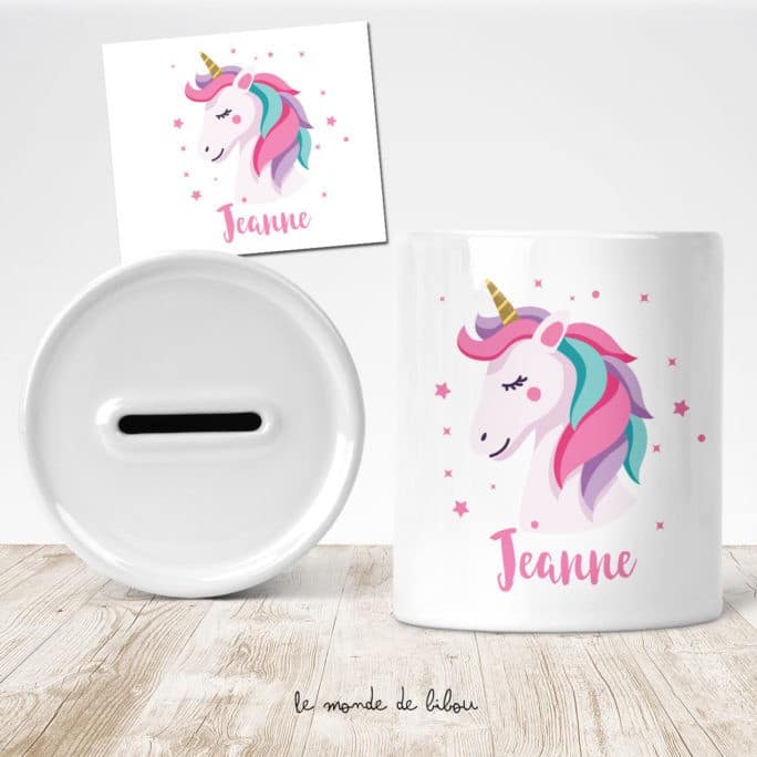 Tirelire personnalisée Licorne