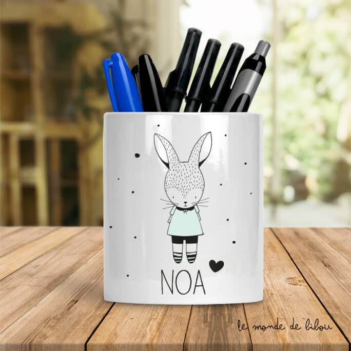 Pot à crayons Petit lapin garçon