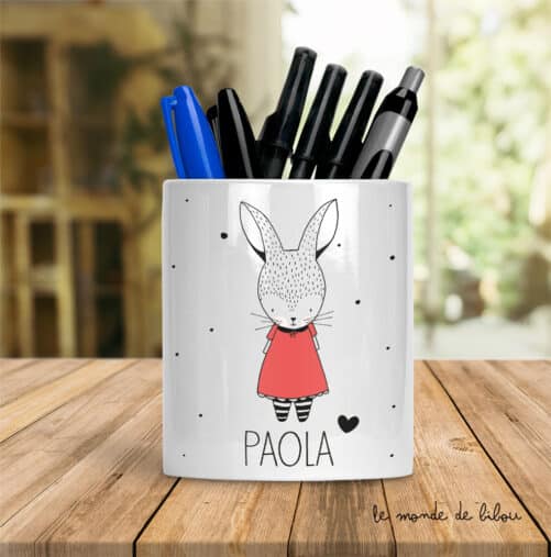 Pot à crayons Petit lapin fille