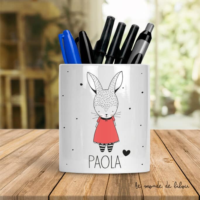 Pot à crayons Petit lapin fille