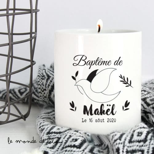 Bougie personnalisé Souvenir thème Colombe