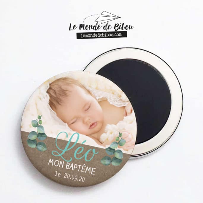 Lot de 10 magnets Baptême Eucalyptus
