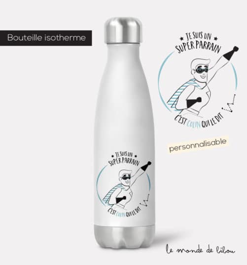 Bouteille isotherme Parrain Super héros