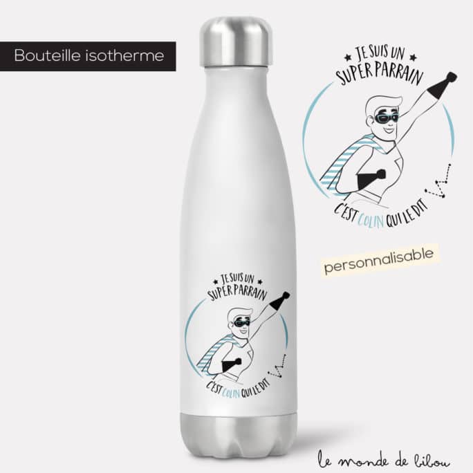 Bouteille isotherme Parrain Super héros