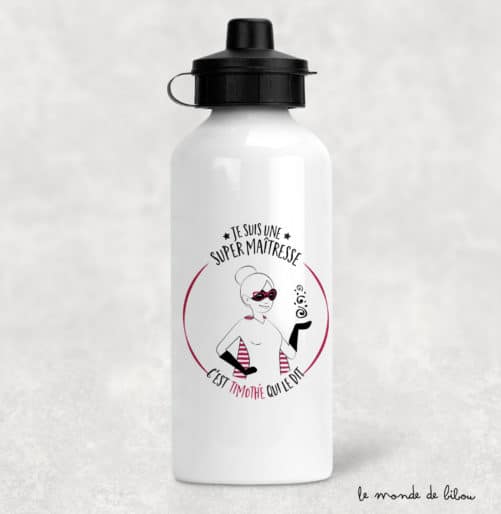 Gourde personnalisée Maîtresse Super héros