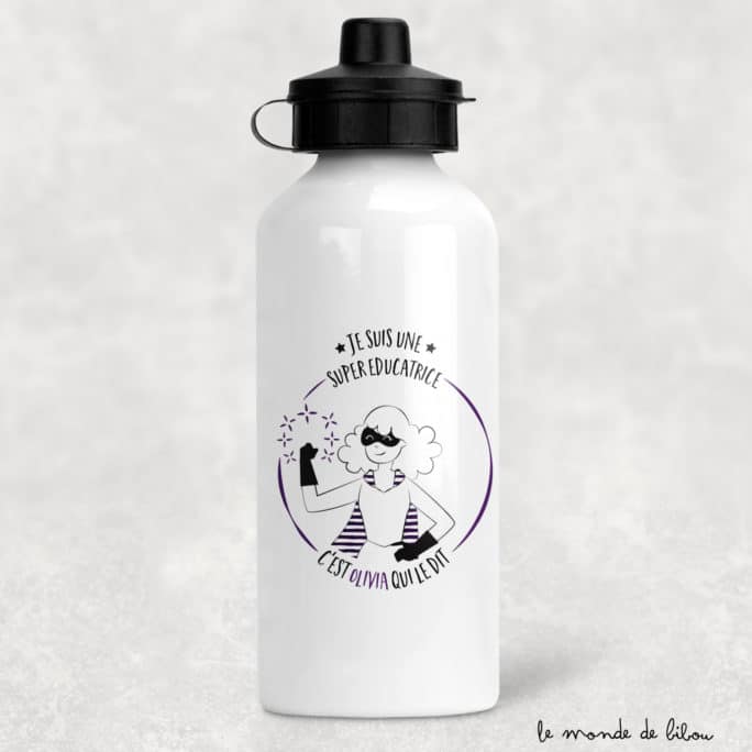 Gourde personnalisée Éducatrice Super héros
