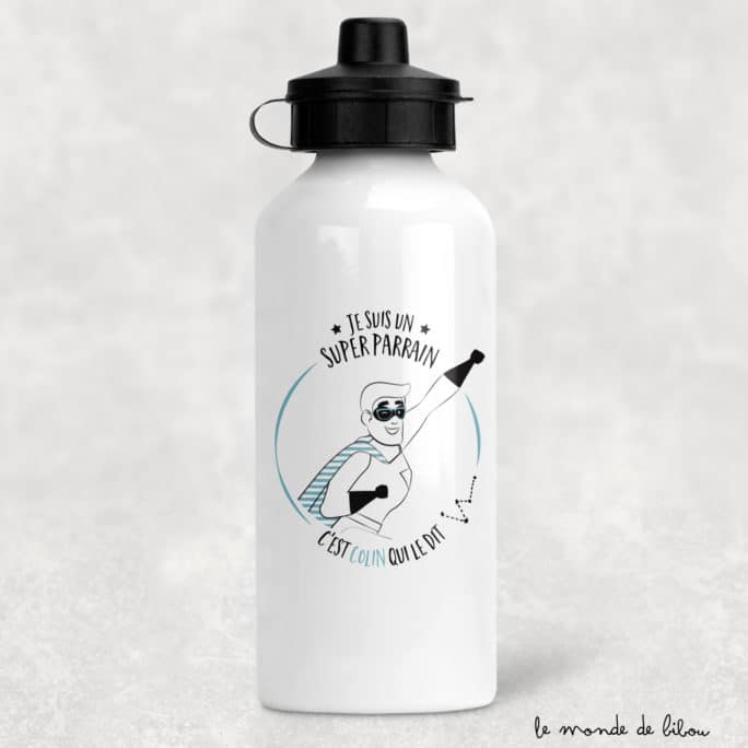 Gourde personnalisée Parrain Super héros